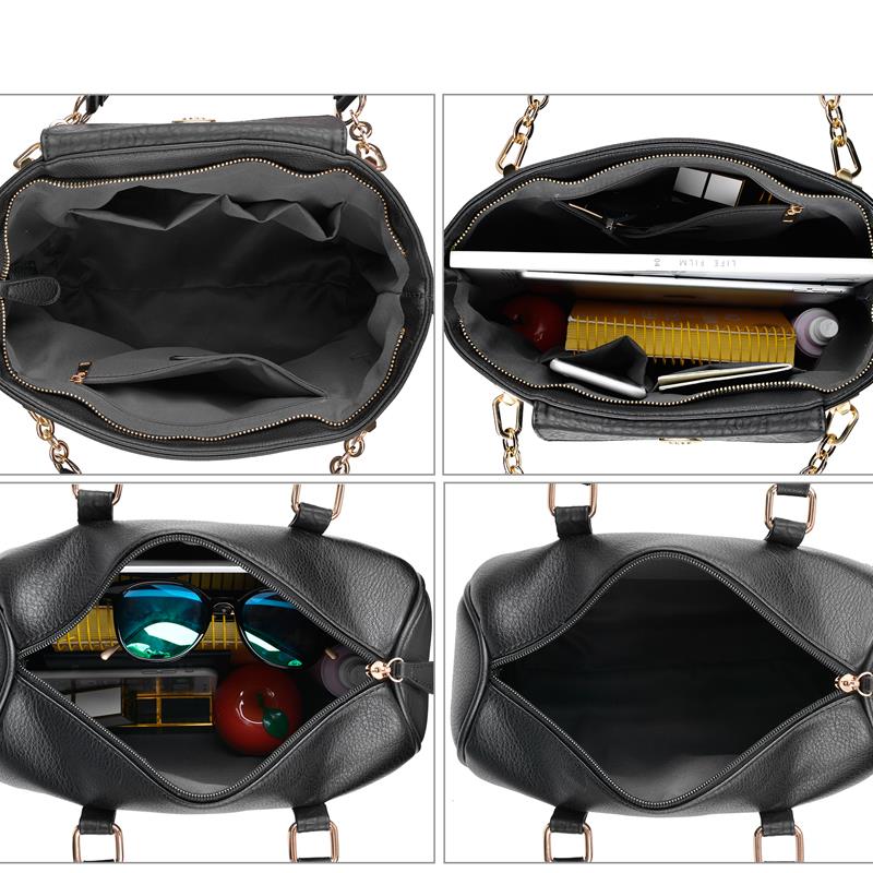 3Pcs Composite Bags Set Women Ladies Handbag Fashion Metal Embossed Crossbody Bag With Bucket Handbag And Coin Pouch