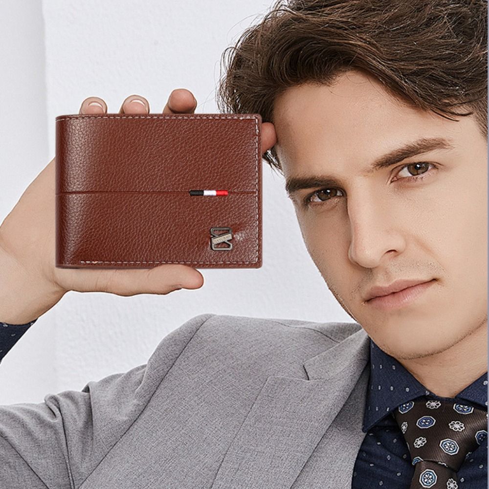 PU Leather Mens Short Wallet Fashion Multi-Card Slot Horizontal Coin Purse Money Bag Men