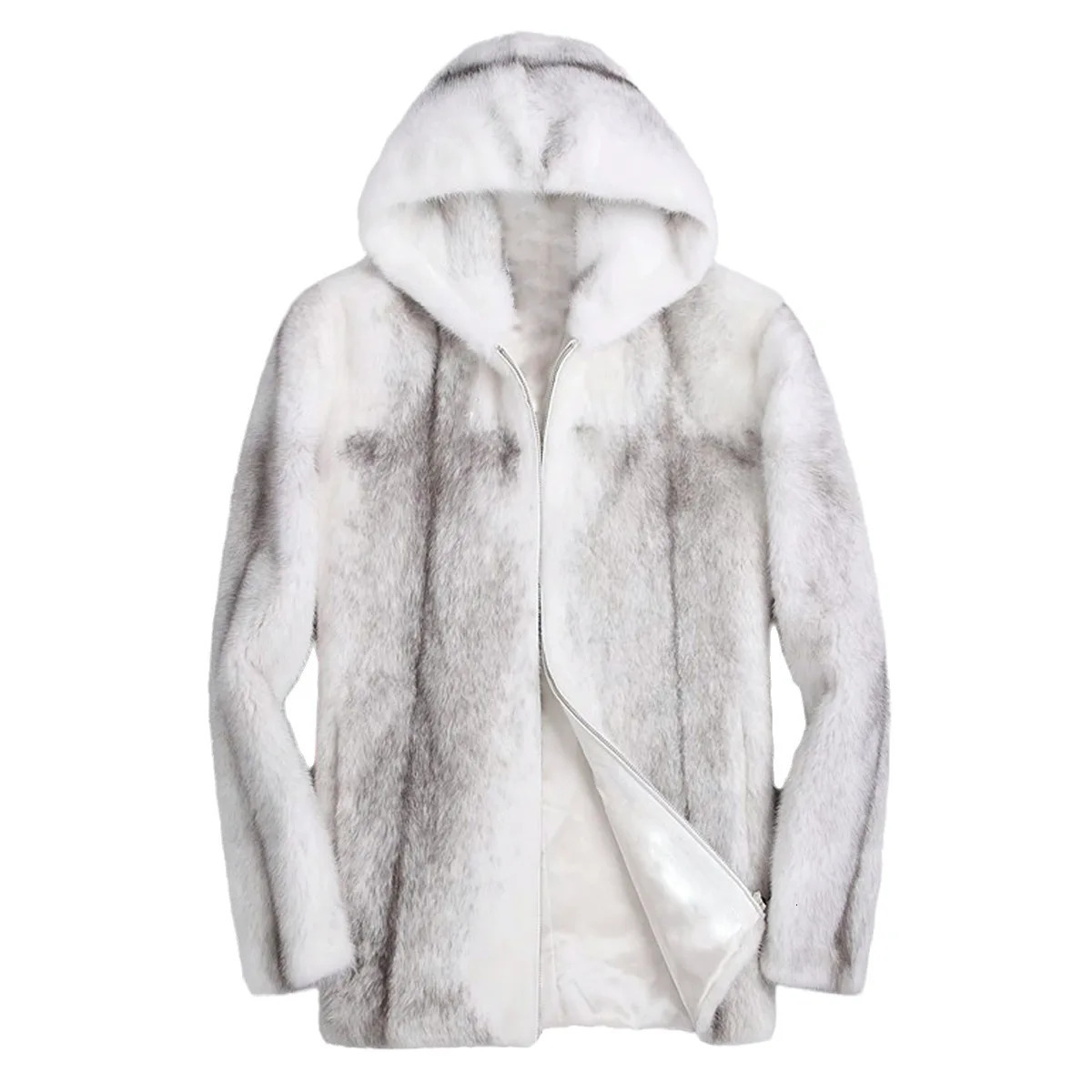 S-6XL size fashionable mens jacket ultra-thin super warm imitating mink fur mens short jacket white outdoor sports and leisure winter park 241107