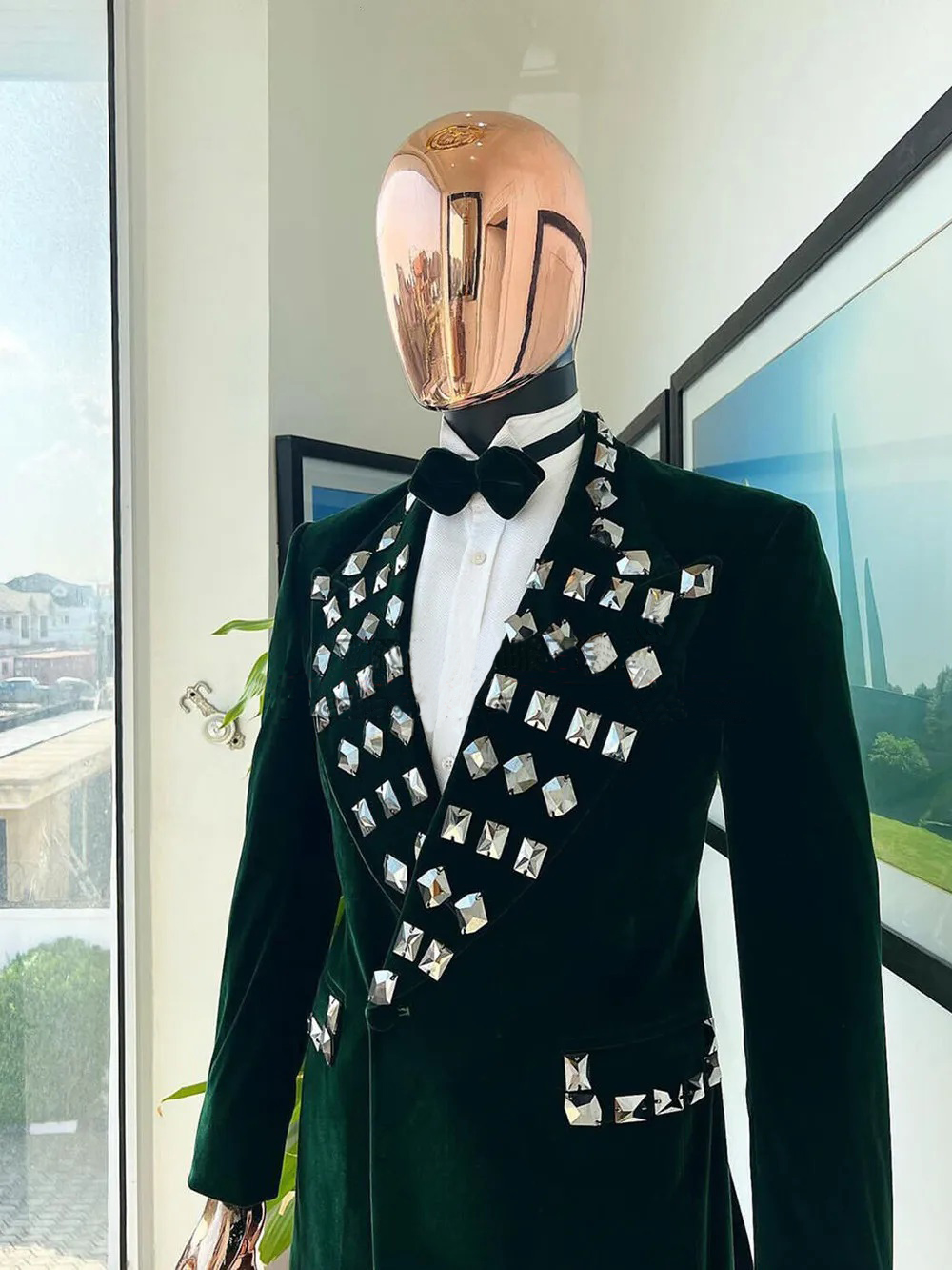 Sparkly Beaded Diamond Suits Men For Wedding Double Breasted Jacket Pants Suits 2 Pieces Groom Tuxedos Tailored Madse Male Clothing