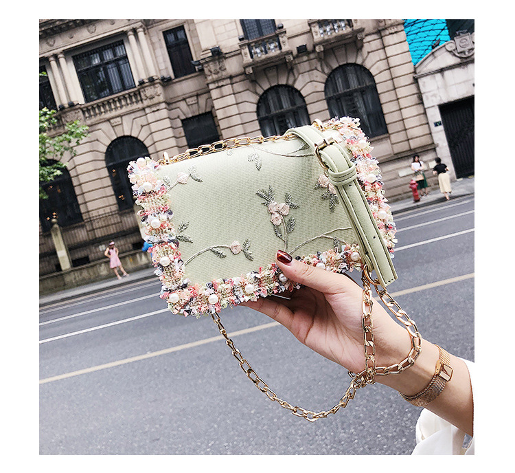 Female Bag New Korean Version Of The Wild Messenger Bag Chain Shoulder Bag Fashion Zhenzhuhuabian 20X7X13cm