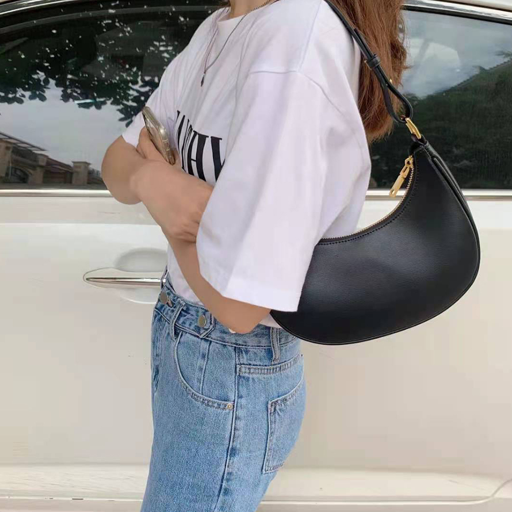 2023 New Stylish Crescent Women PU Leather Shoulder Bag Personalized Fashion Daily Shoulder Handbag Underarm Pouch for Women