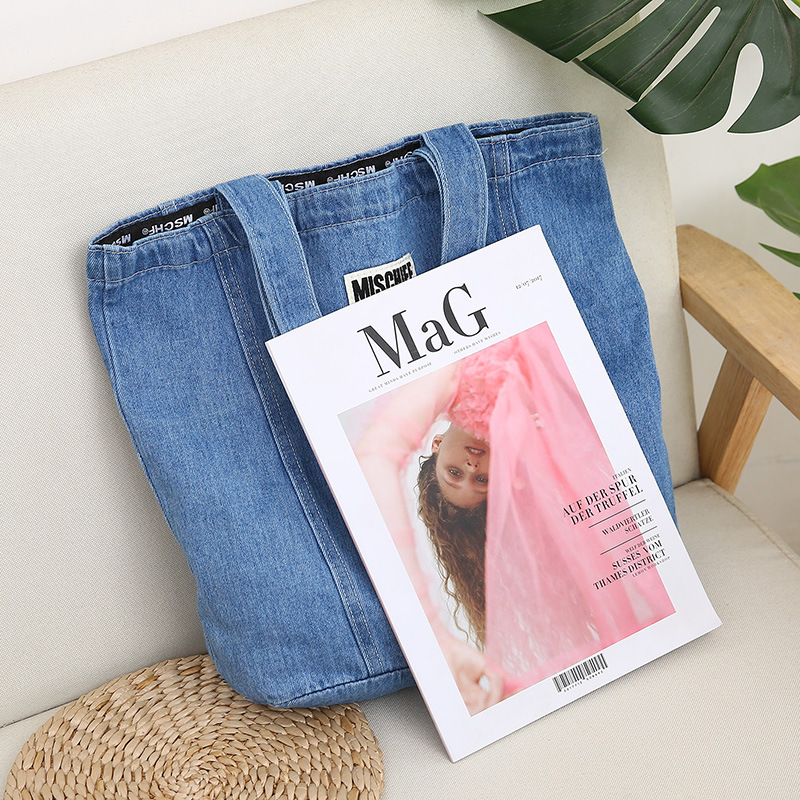 New Design Women Denim Shoulder Bag Girls Light Blue Canvas Cloth Handbag Female Shopping bag Lady School Books Bag Casual Totes