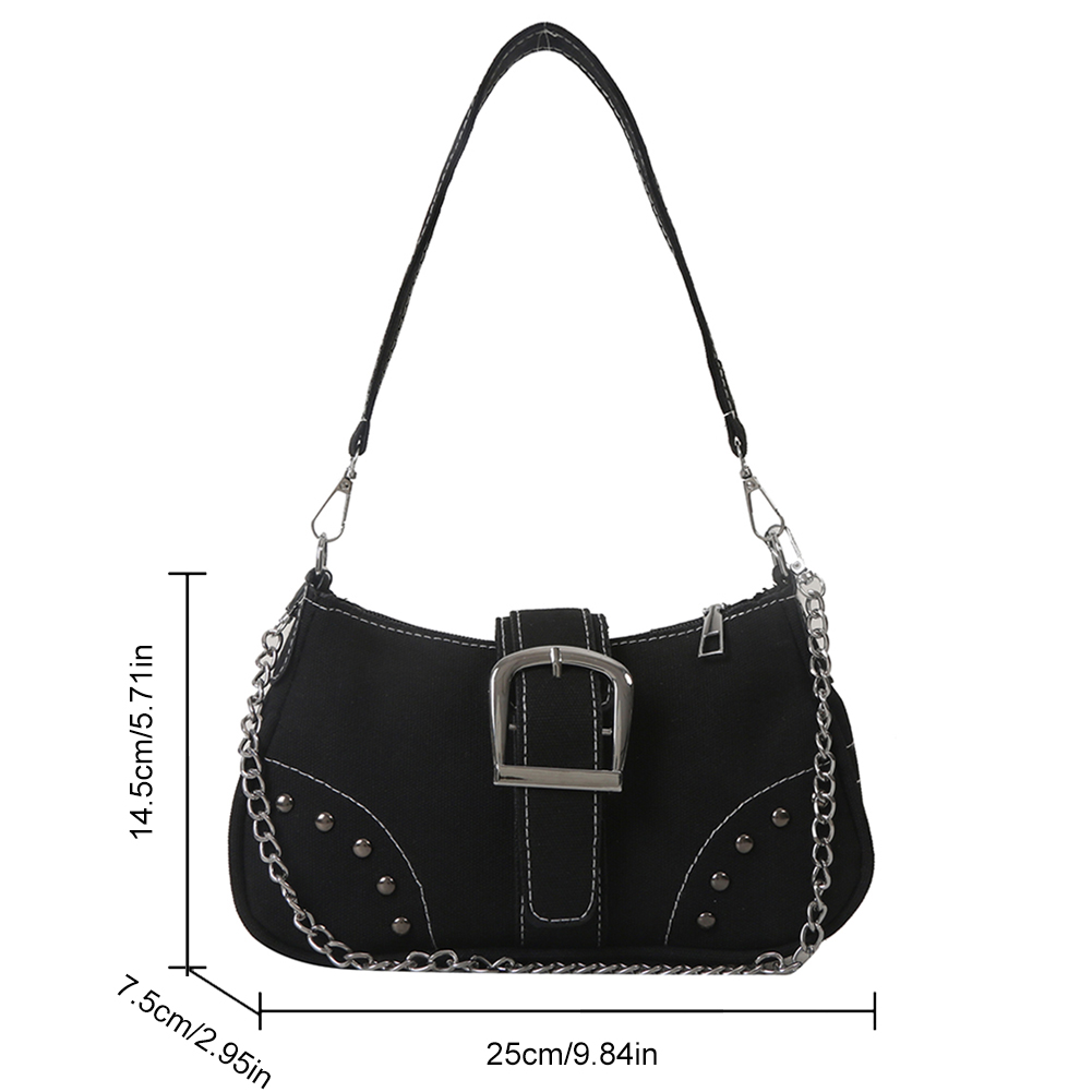 Women Fashion Underarm Bag Y2K Casual Armpit Bag Canvas Crescent Shoulder Bag Cool Hobo Pouch Half Moon Purse Top Handbags Bolsa