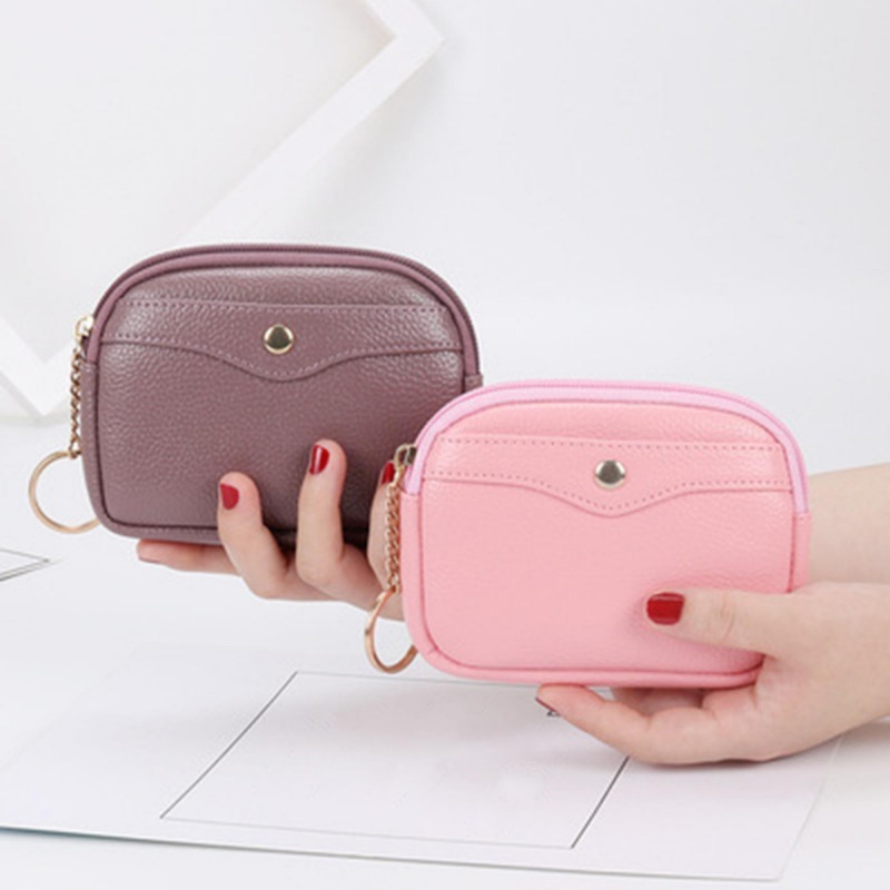 Fashion Women Mini Wallet Leather Female Purse Card Holder Coin Short Small Zipper Keychain Clutch Bag