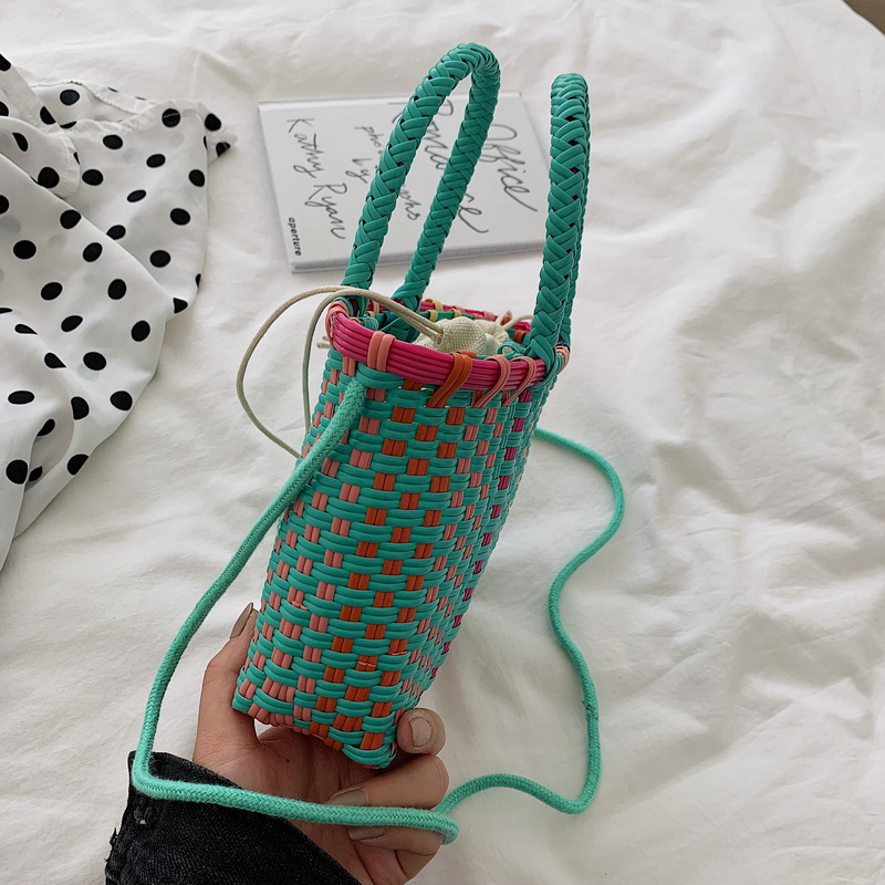 Handmade Women's Shoulder Bag Plastic Woven Small Handbag Rattan Straw Beach Bags Female Messenger Crossbody Bag Travel Tote Ha