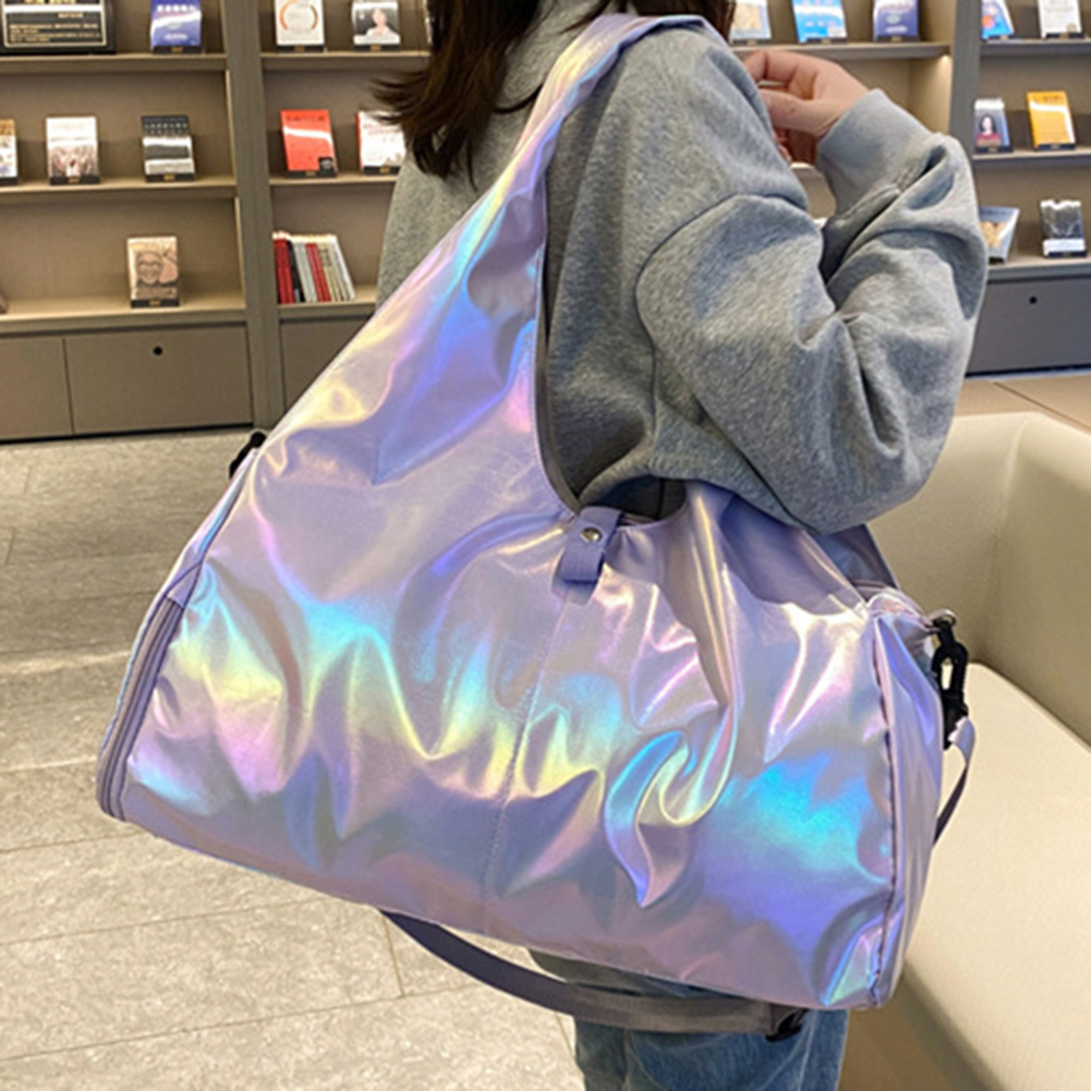Fashion Female Yoga Sports Bags Girl Pearlescent Handbag with Shoe Storage Large Capacity Waterproof Travel Dance Tote Crossbody