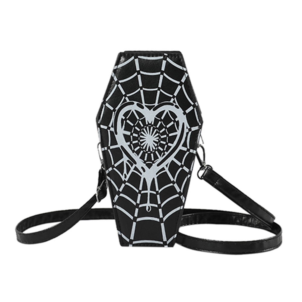 Women Fashion Shoulder Bag Adjustable Strap Coffin Shaped Stylish Crossbody Bag Spider Web Creative Commuting Bag Chic Hobo Bag