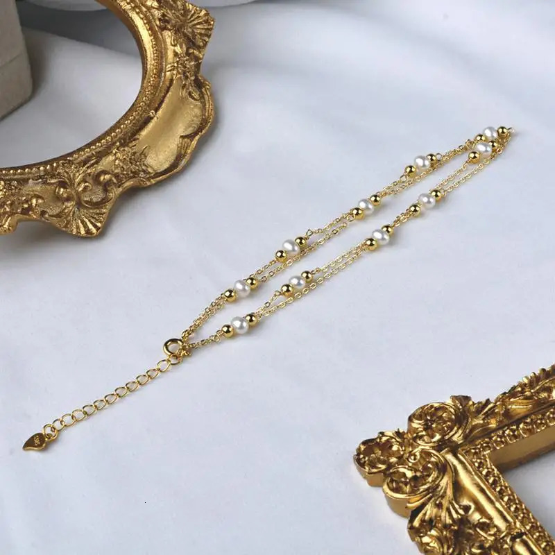 Zhejiang Natural Freshwater Pearl Necklace 14K Gold Filled Double Layer Chain Original Handmade Womens Party Exquisite Gift Adjustable 241107