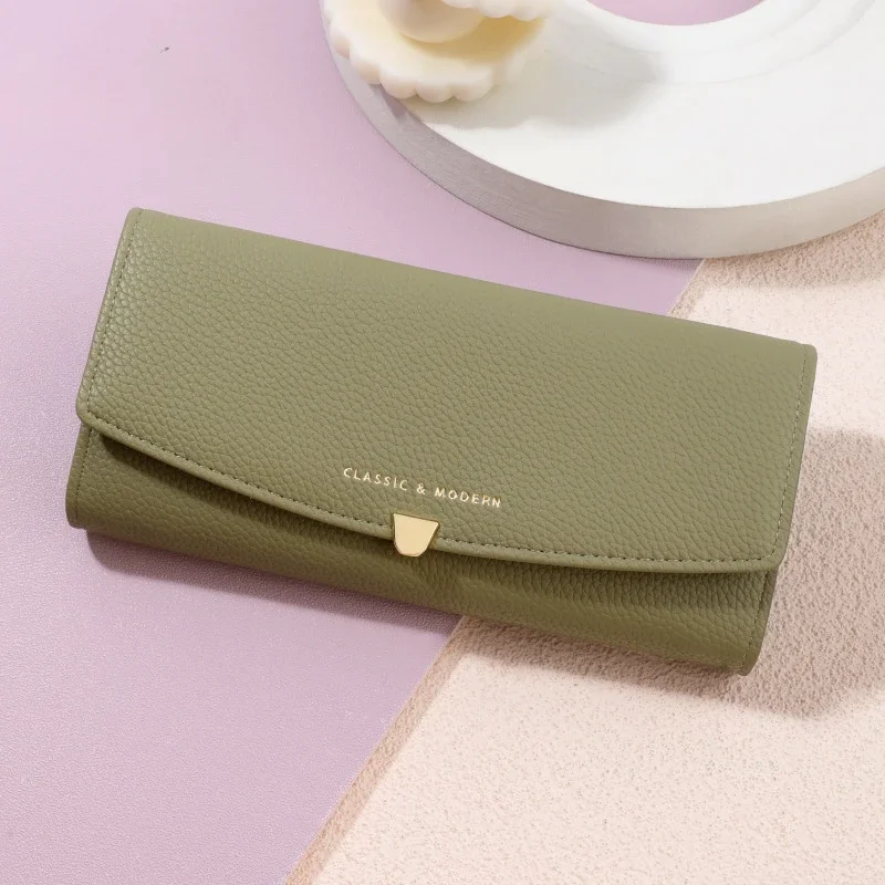 women wallet Classic Premium Lychee Print Women's Long Wallet Fashion Folding Multifunctional Clutch Bag cute wallet for girls