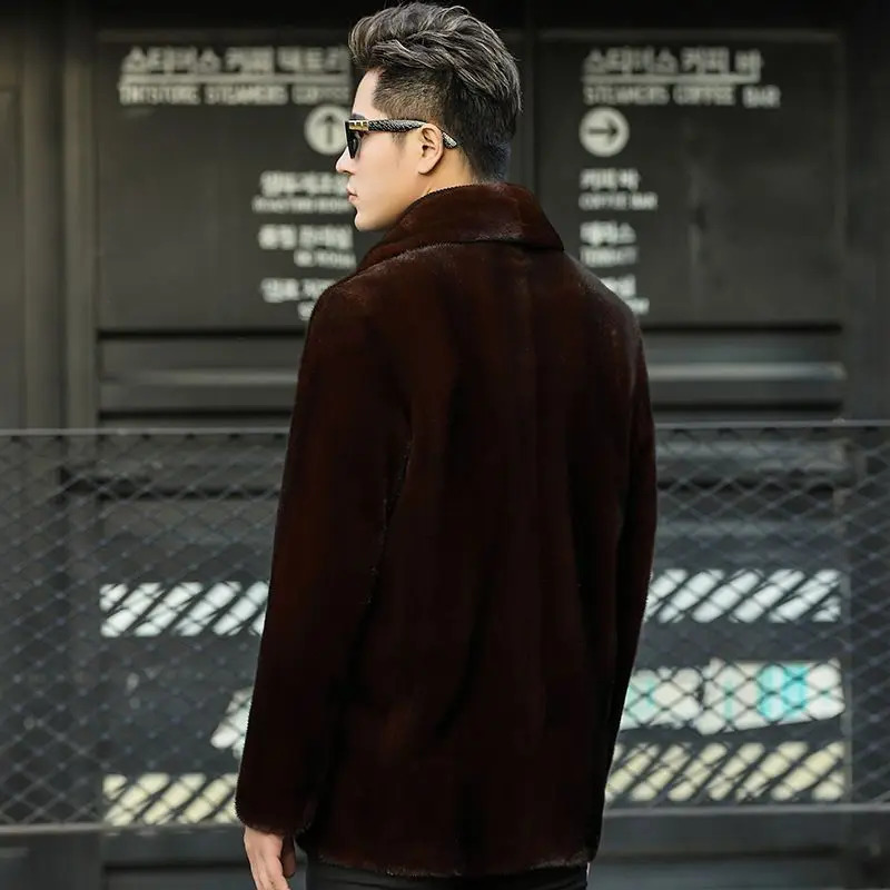 Mens mink coat full mink coat medium to long fur coat mens fur coat 241107