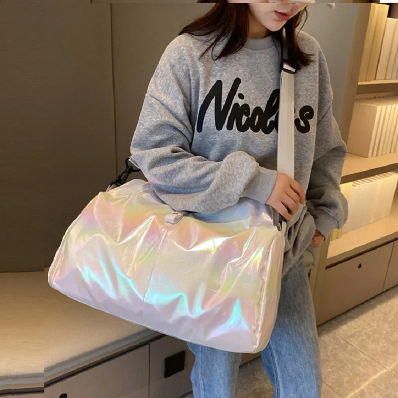 Fashionable pearl colored fitness bag womens yoga mat bag wet dry handbag large waterproof multifunctional travel luggage bag 241106