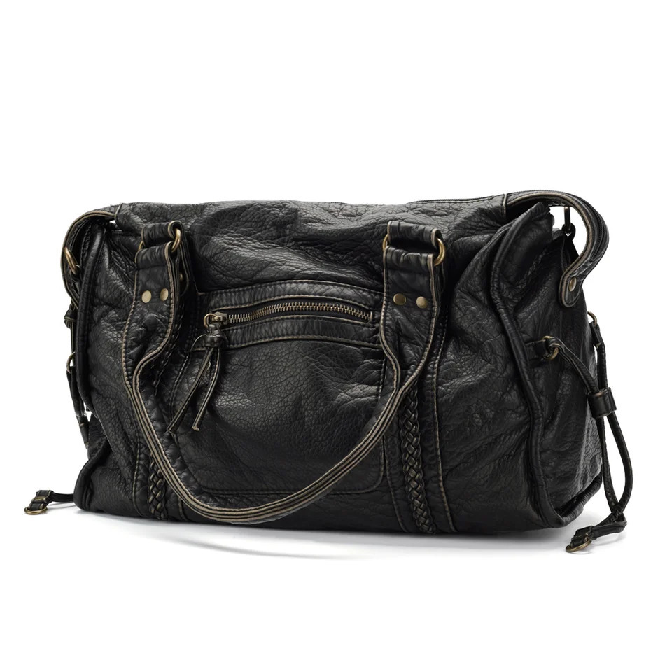 Retro large capacity womens handbag soft Pu leather handbag retro washed leather shoulder cross body bag high-quality punk bag 241106