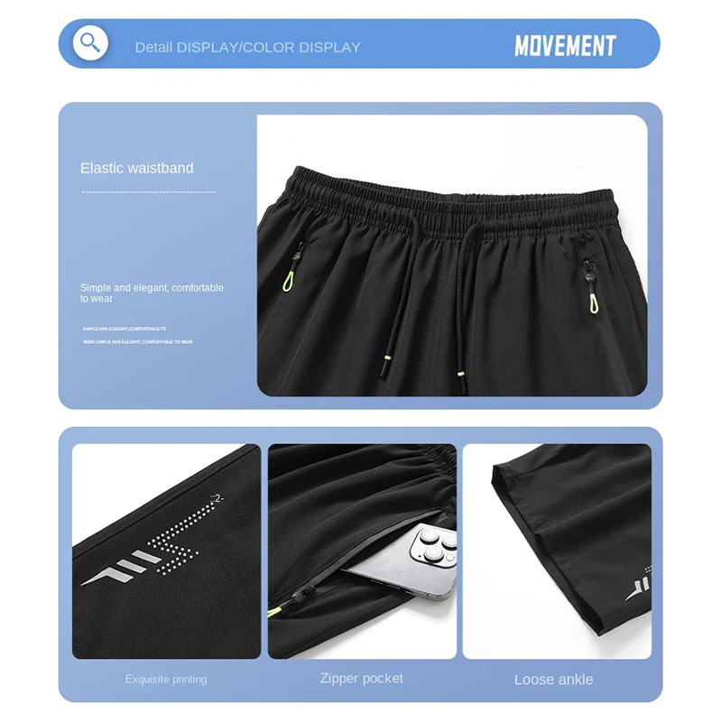 Summer Cool Ice Silk Mens Large Size Shorts Straight 5Point Pants Sports Baggy Beach Bermuda Casual M8Xl 240407