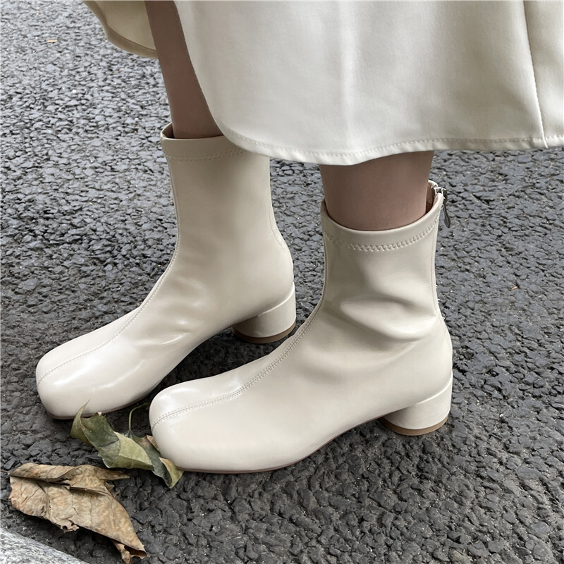 FEDONAS Autumn Winter Women Ankle Office Ladies Casual Fashion Concise Thick Heels Shoes Woman Classic Stretch Short Boots