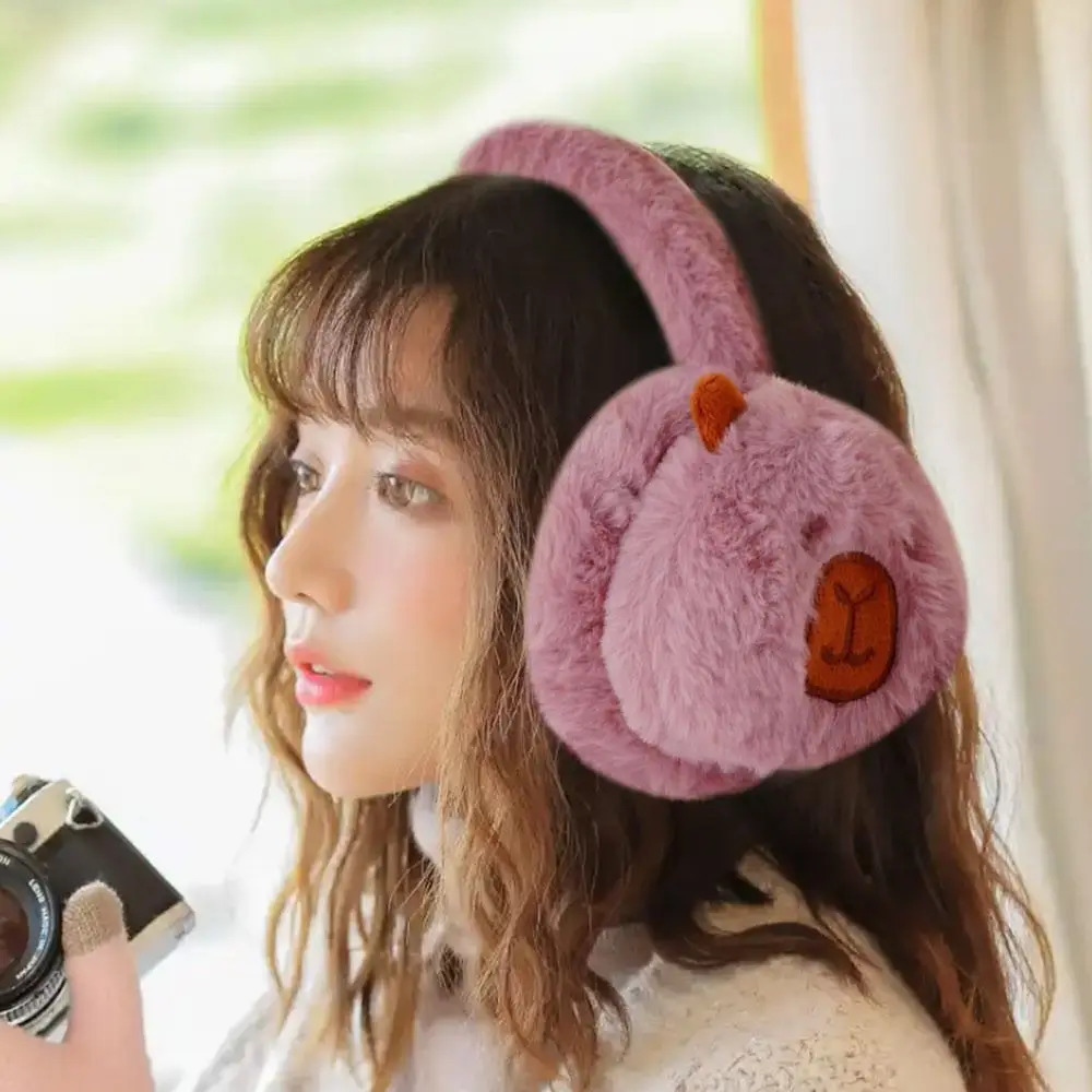 Warm Capibara plush earmuffs thick and soft earmuffs cold protection earmuffs 241107