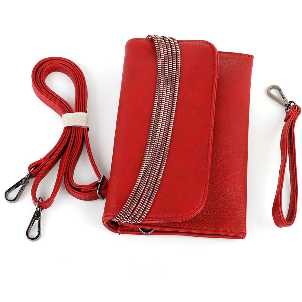 FB90011 Show Story Women's Girls Punk Black/Red Zip Fashion Outdoor Crossbody Bag Handbag