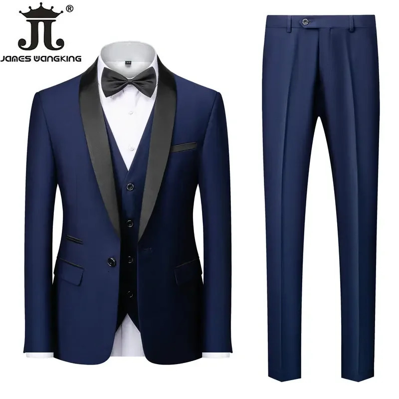M-6XL jacket vest pants solid color mens formal business office suit grooms wedding dress party coat vest Trousers evening gown 241106