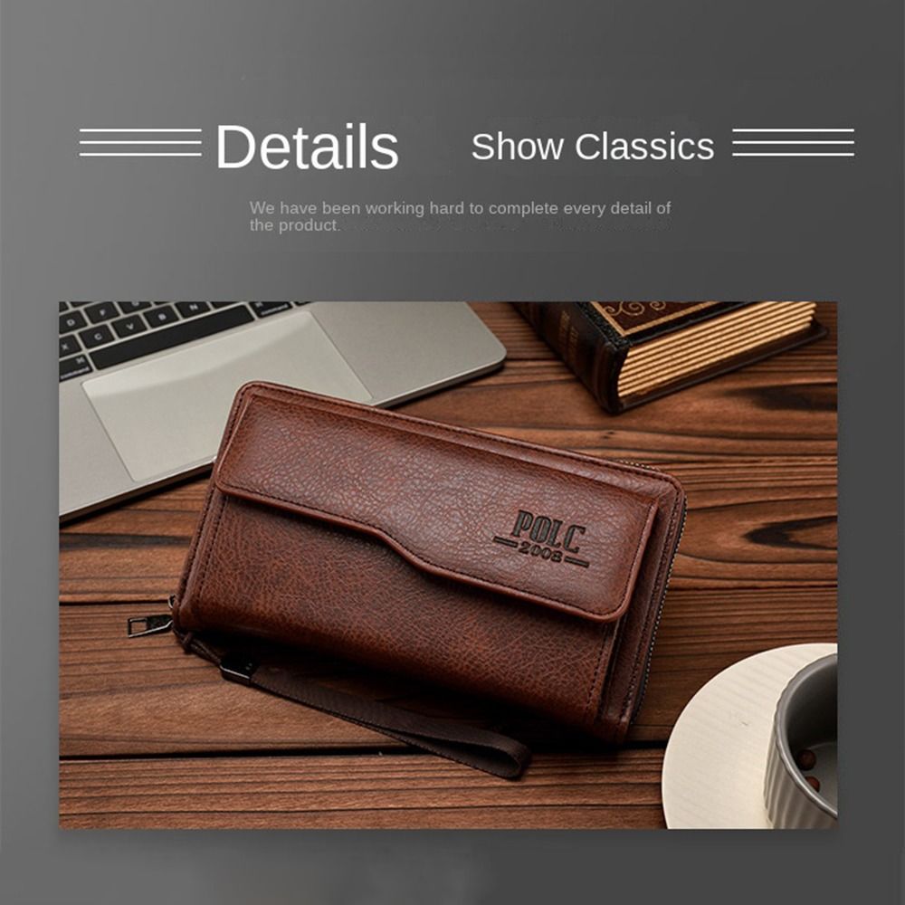 Leather Men's Long Wallet Multi-position Large Capacity Male Leather Purse Ultralight Leisure Men's Hand Bag Card Holder