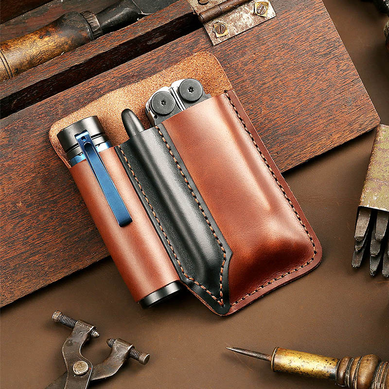 EASYANT Handmade Pocket Organizer Leather Knife Sheath Tool Pouch EDC Multitool Accessoires