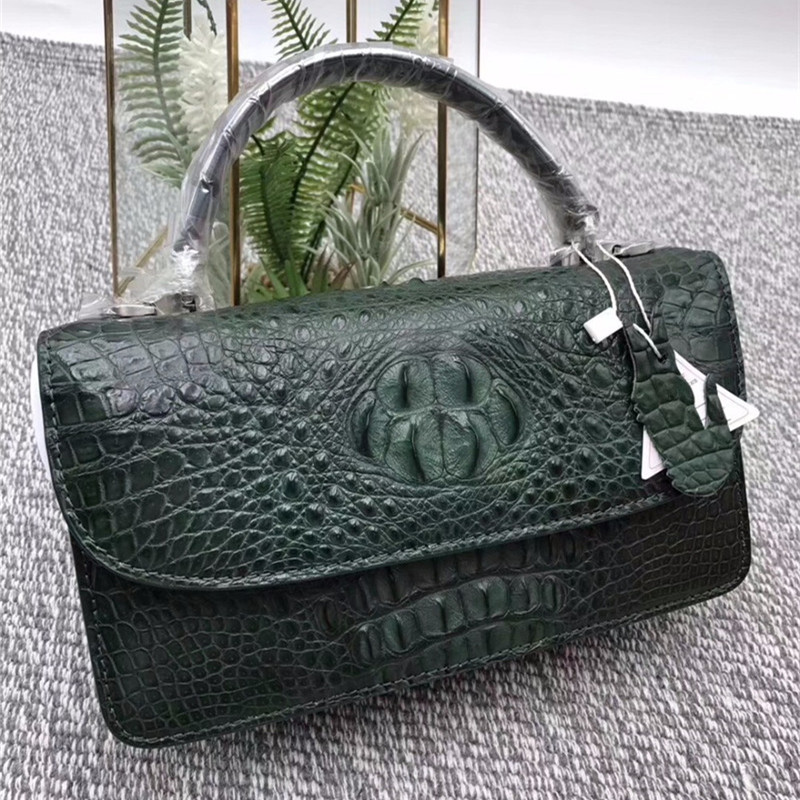 Fashion Genuine Crocodile Leather Women Small Orange Handbag Lady Mini Purse Authentic Alligator Skin Female Cross Shoulder Bag