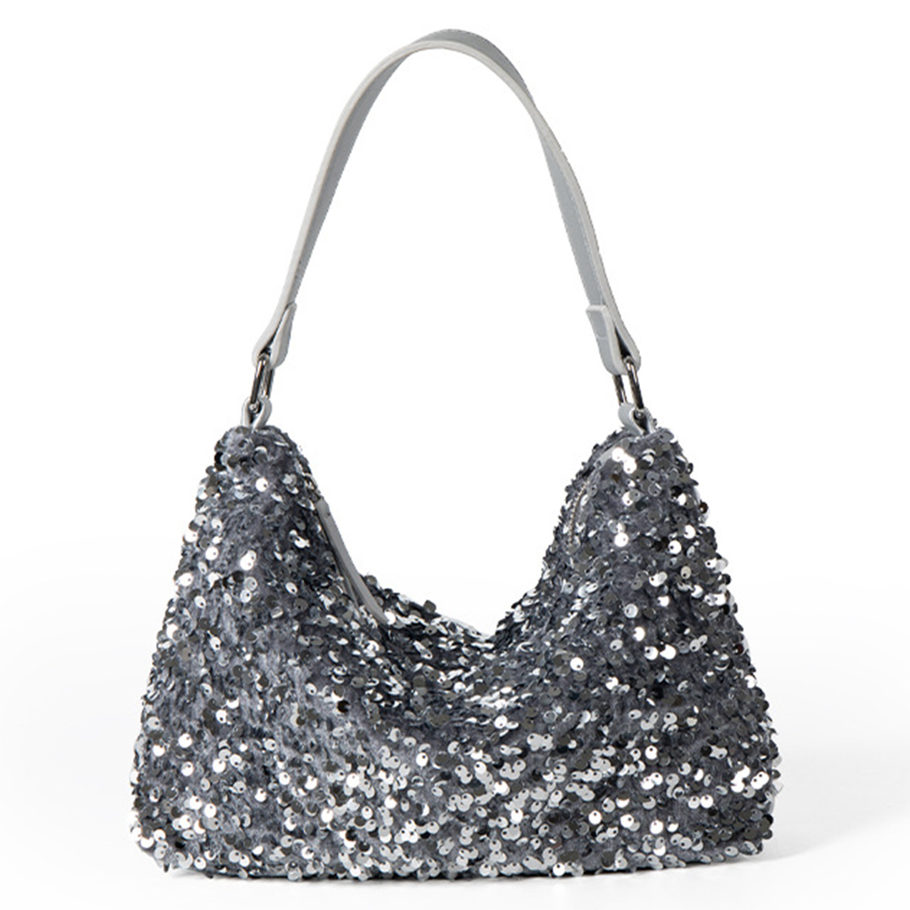 Women Elegant Shoulder Bag Versatile Sequins Glitter Clutch Purse Evening Armpit Purse Female Dating Bag