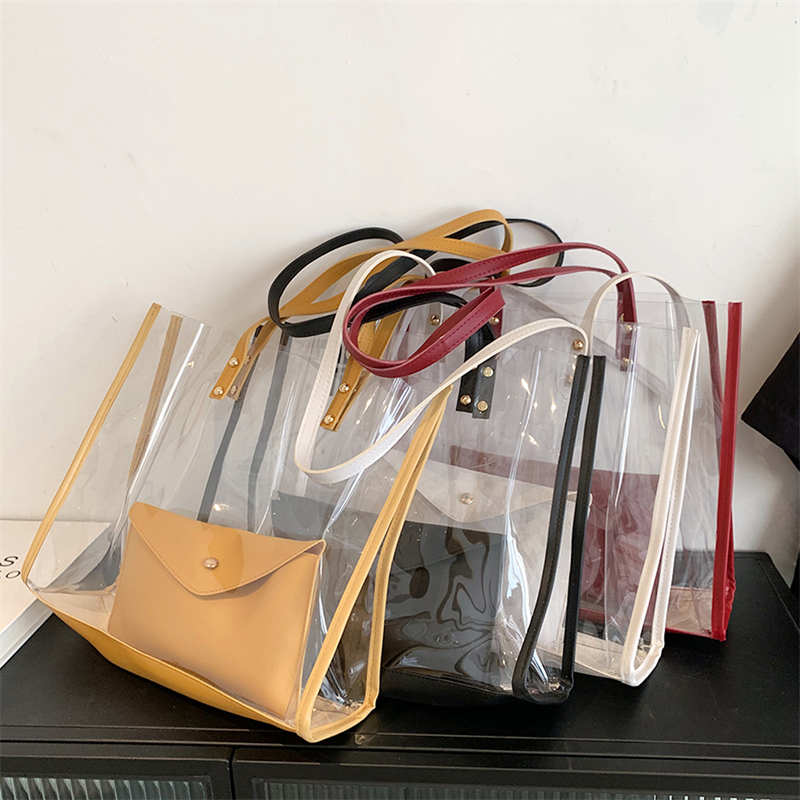 Transparent PVC Shoulder Bags For Women Waterproof Purse Handbag Fashion Jelly Large Shopping Tote High Quality Women Bag