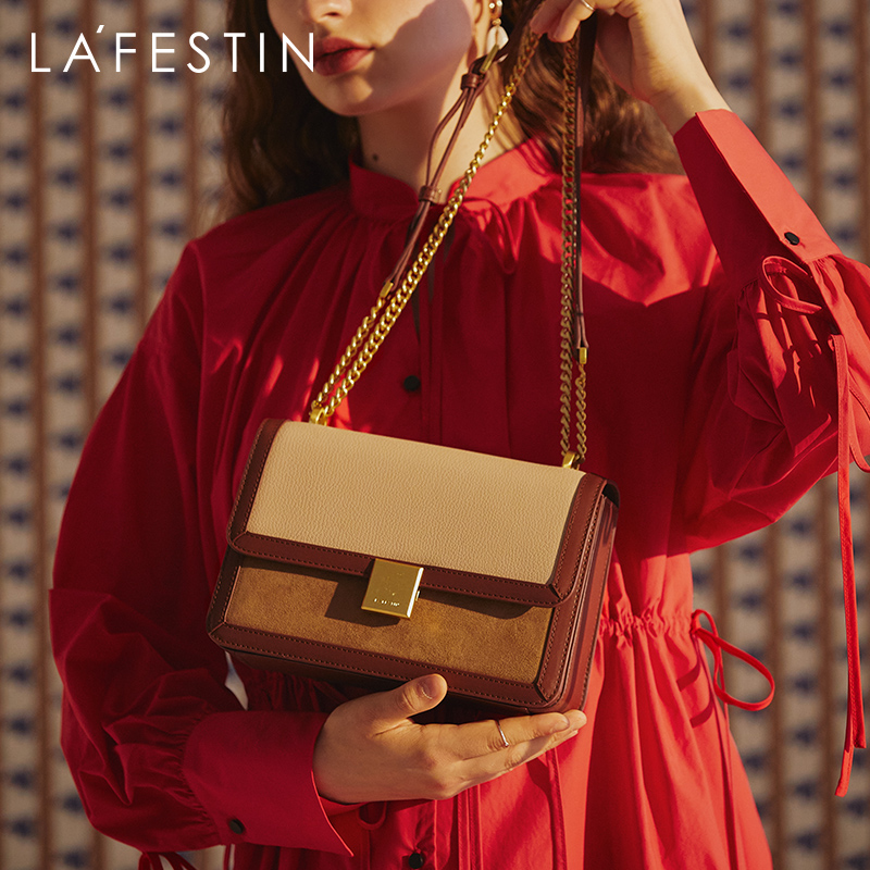 LAFESTIN Women's Handbag 2022 New Trendy Chain Retro One-shoulder Messenger Cambridge Fashion All-match Small Square Bag Simple