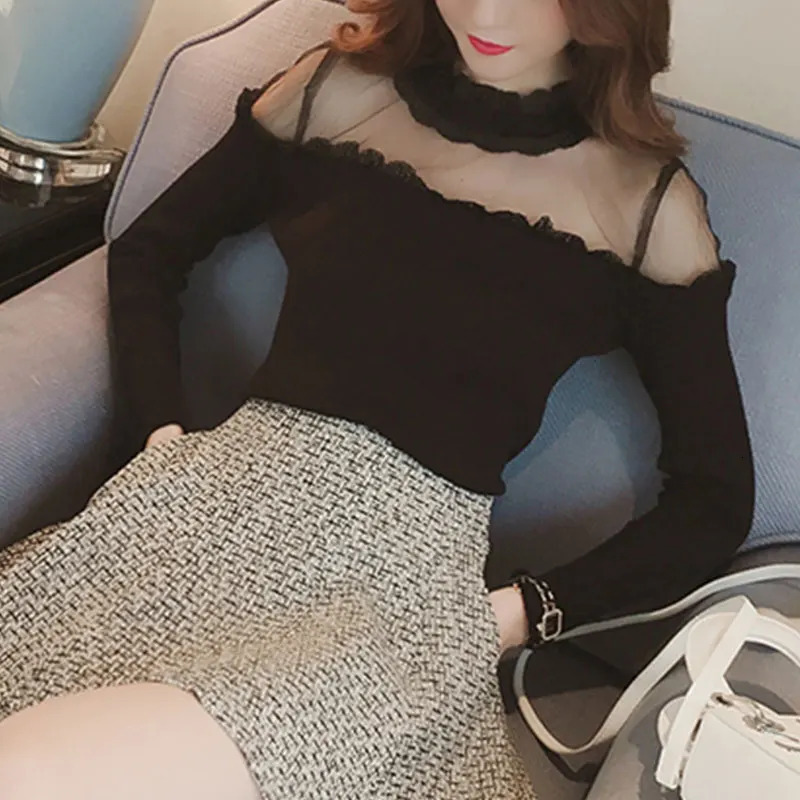 Womens Spring Style Fashion Simplicity Solid Color Turtleneck Long Sleeve Thin T-Shirt Women Clothes Temperament Slim Tops 241107