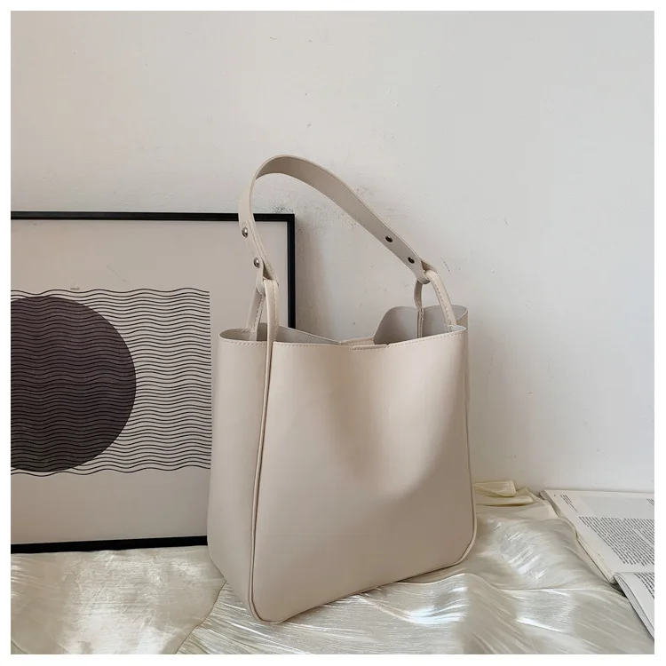 New Casual Women Shoulder Bag PU Leather Tote Handbag Female Shopping Bags Soft Leather Lady Purse Bags High Capacity Totes