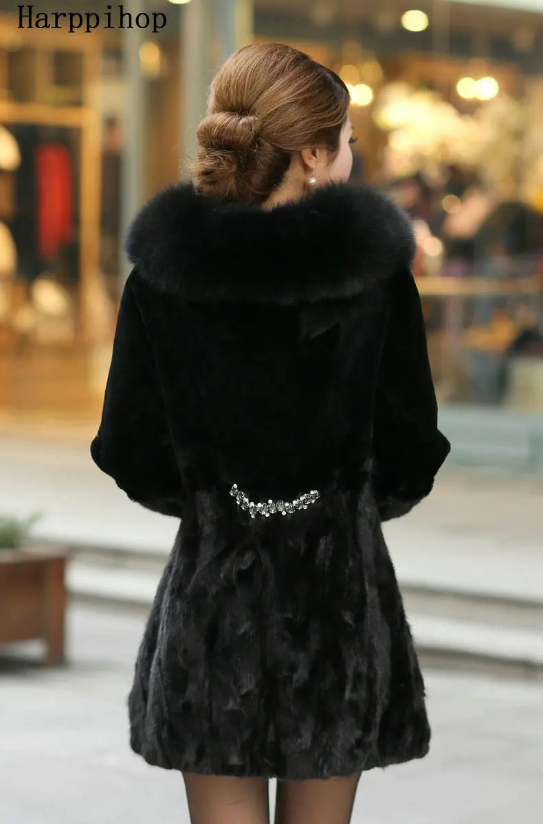 Latest womens genuine mink fur coat Rex rabbit fur and fox fur hooded sweatshirt womens winter warm coat plus size 241107