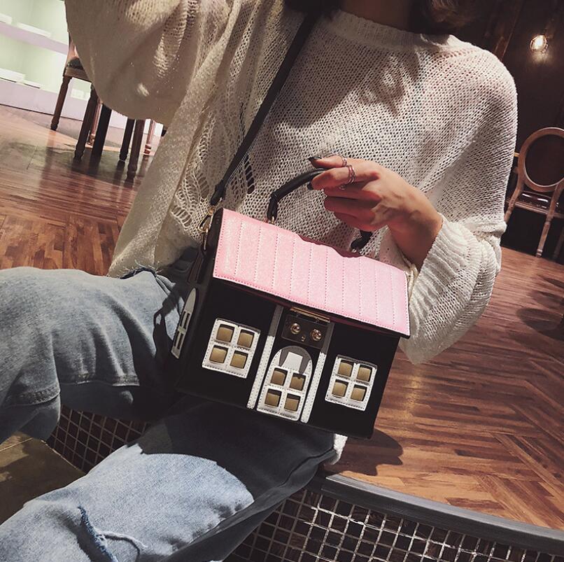 New creative house bag lovely handbag fashion contrast color little women shoulder bag small fresh cross-body bag fashion