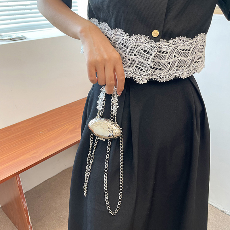 Mini Metal Decorate Sea Shell Lipstick Pack Women's Shoulder Bag Chain Bag Crossbody Handbag Fashion Female Shell Bag