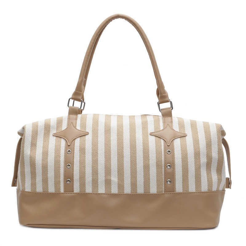 Fashion striped casual yoga bag for women, Korean version, trendy sports and fitness bag, short distance business trip, boarding travel bag 241107