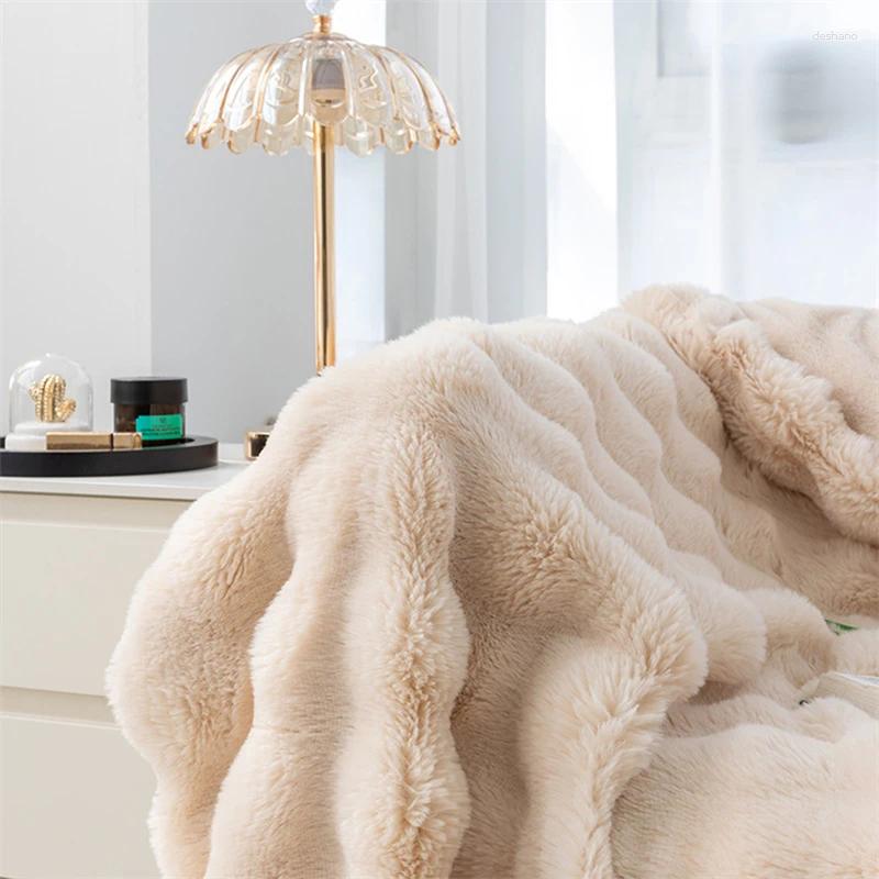 Blankets And Cozy Toscana Fur Blanket With Double-sided Bubble Fleece - Perfect For Office Nap Sofa Cover Warm Winter Bed 120*200cm