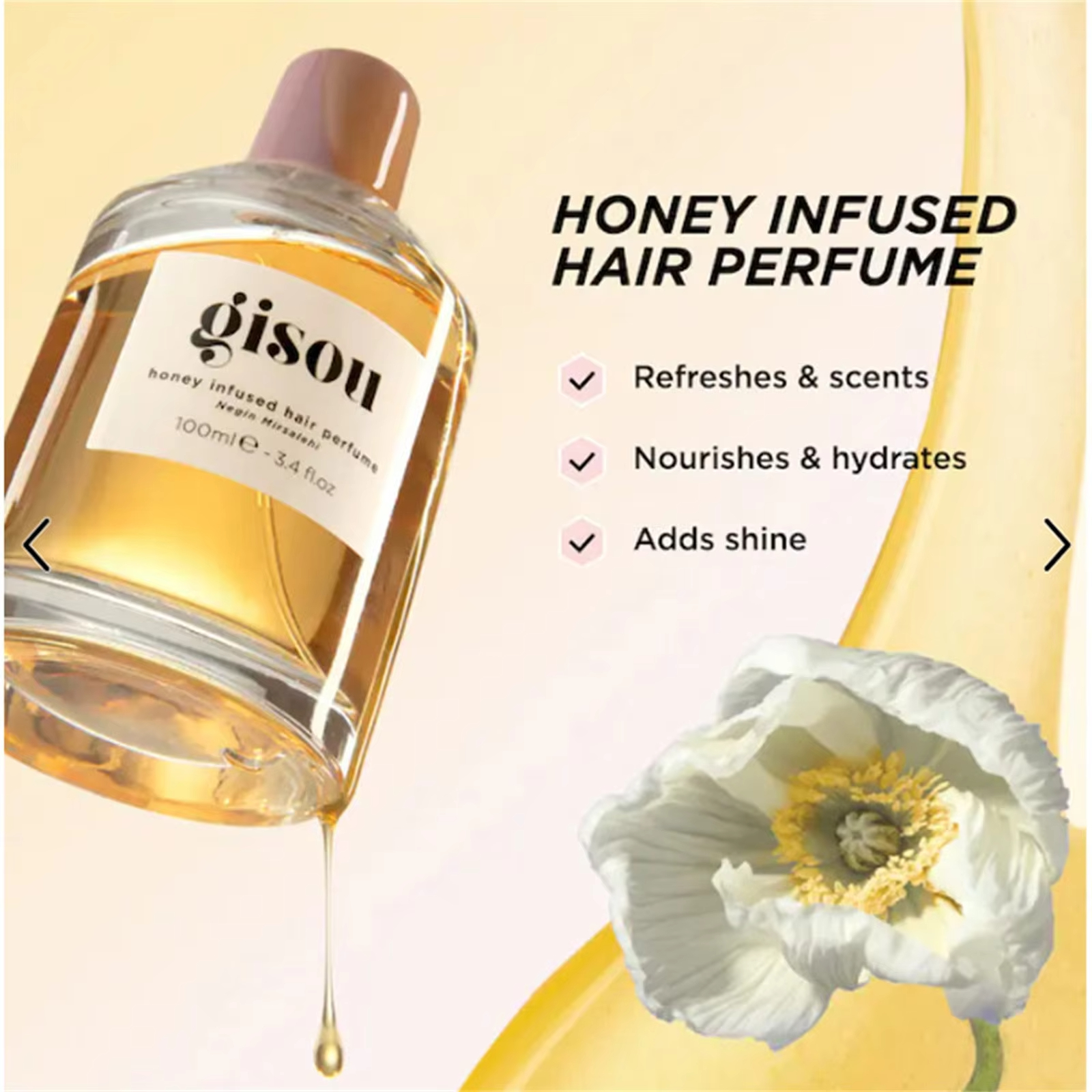Gisou honey Fragrance spray 50ml moisturizes softens new wild rosess Essential Oil Hair Conditioner 20ml Free and Fast Ship