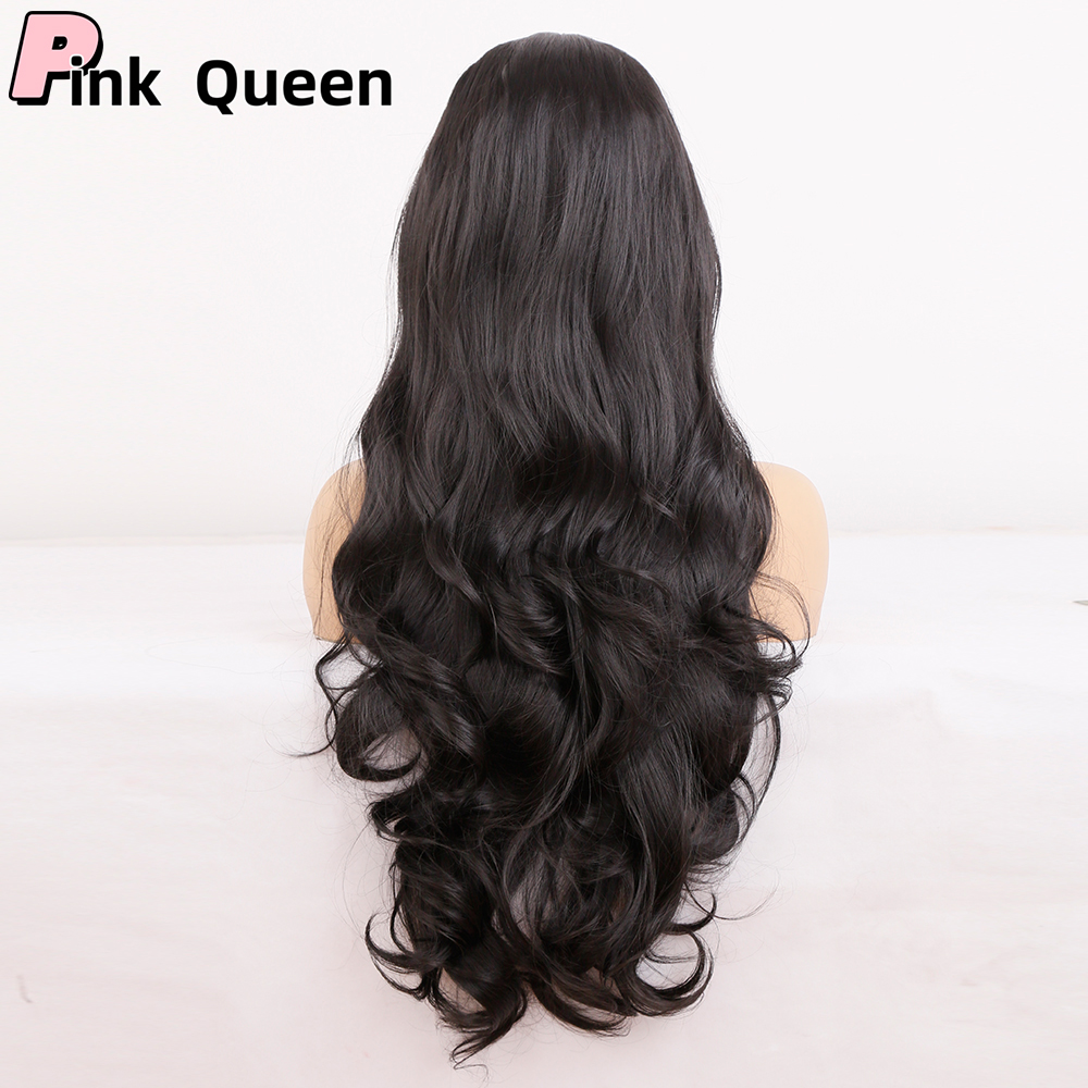 Fashion sales before lace wig black long curly hair high temperature chemical fiber daily wear wig party black cosplay synthetic wig synthetic blend w
