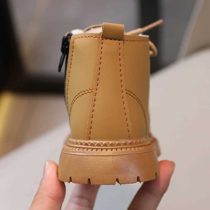 Plus Velvet Warmth Short Boots Boys Girls All-Match Autumn Non-Slip Comfortable Simple Side Zipper Design Winter FashionXJ241206