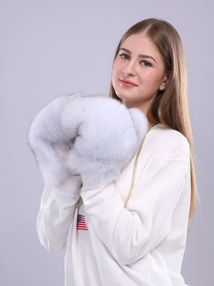 Winter Womens Natural Fox Fur Gloves Warm 100% Genuine Fox Fur Gloves for Girls Fashion Fox Fur Gloves 241106