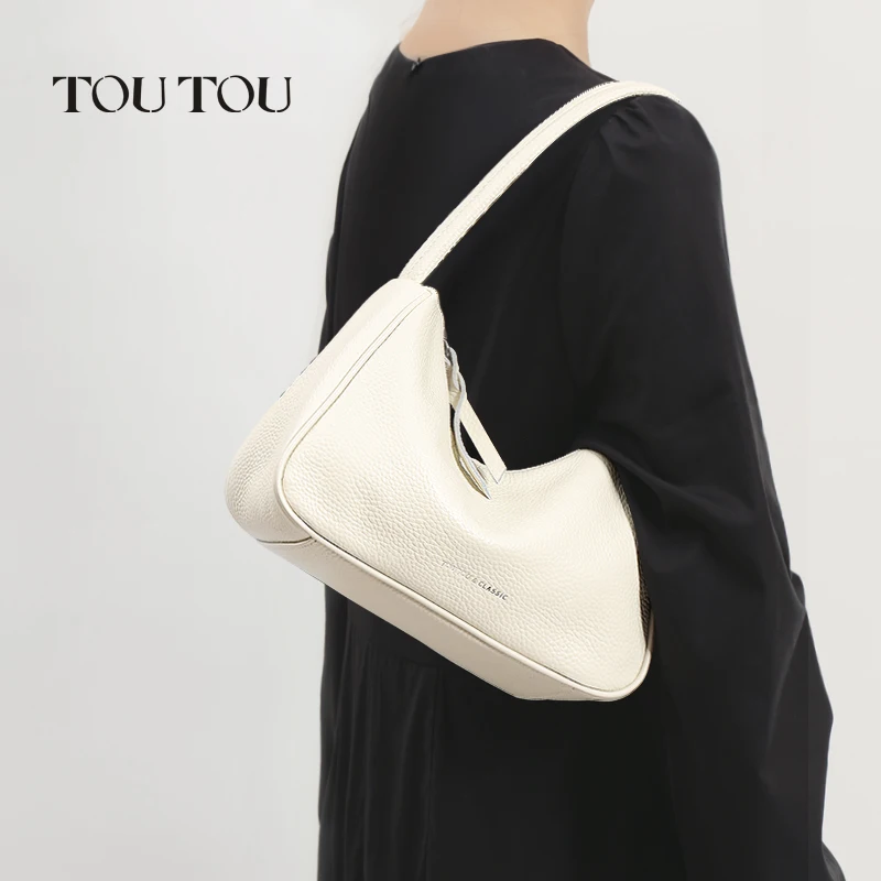 TOUTOU Genuine Leather Shoulder Bag Elegant and Fashionable Handbag Luxury Designer Purse for Daily Use