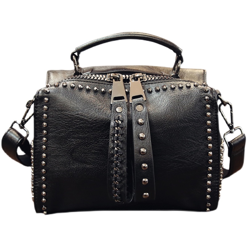 Brand Women Leather Handbags Fashion Rivet Female Bag Black High Capacity Crossbody Bags for Ladies New Luxury Shoulder Bag