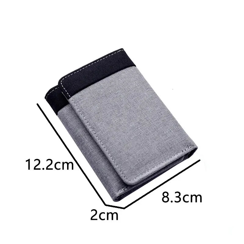 Men Canvas Wallet with ID Po Holders Card Holder Case 8 Slots Hasp Male Purse Mini Threefold 241029