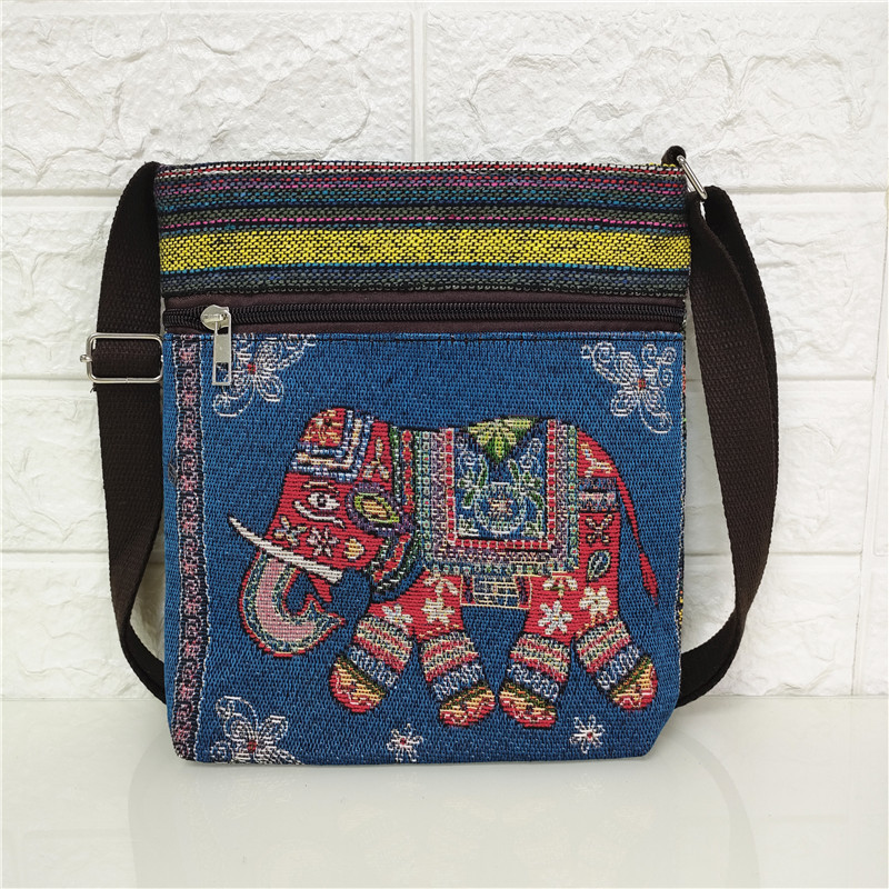 Fashion Women's Cross-body Shoulder Canvas Ethnic Style Woven Girl Mobile Phone Zero Purse Embroidered Bag