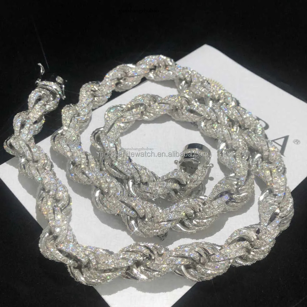 Twisted Moissanite S 10k 14k Solid Gold Hip Hop Men Jewelry Cuban Necklace Iced Out Vvs Dia Rope Chain