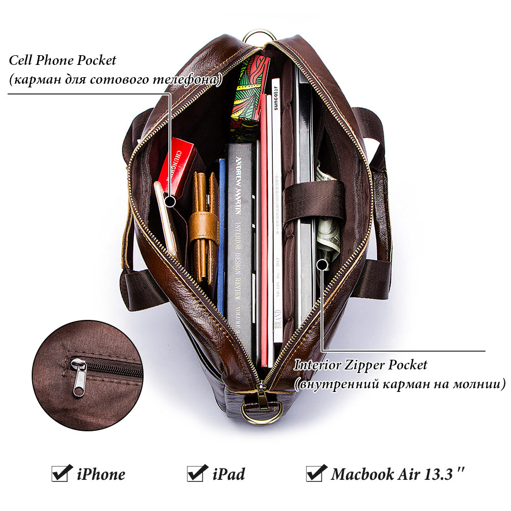 Genuine Briefcases for Men: Laptop Bags, Travel & hot Work, Top Layer Leather