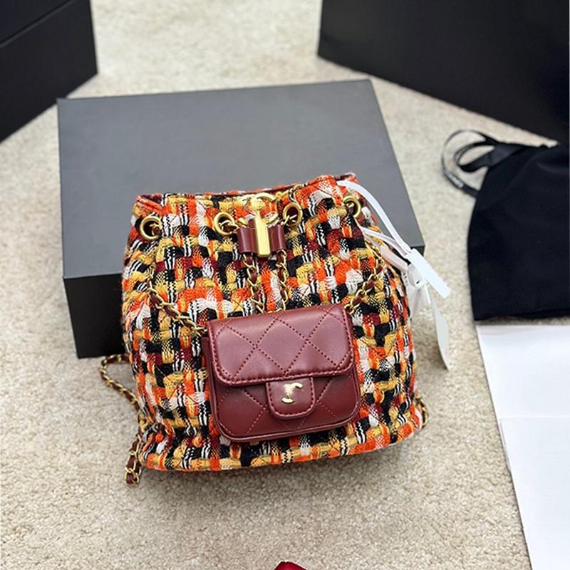 Designer Backpack Womens Woolen Backpacks Delicate Classic Simplicity and Durability Daypack Contrast Color Cute Rucksack Multi-pocke