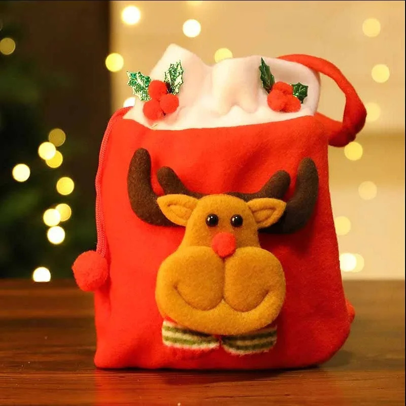 Christmas gift bag candy storage bag handbag Christmas Eve decoration supplies cute cartoon deer bear snowman packaging bag 241107
