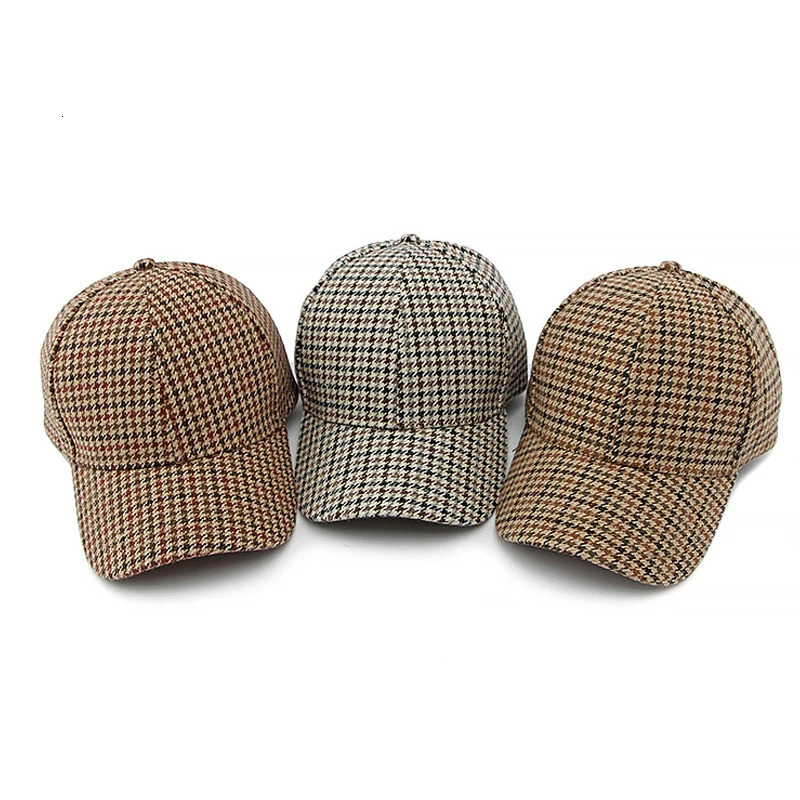 Womens Hat British Checkered Winter Mens Baseball Hat Brown Classic Hound Truck Driver Hat Gorras Para Mujer 241107