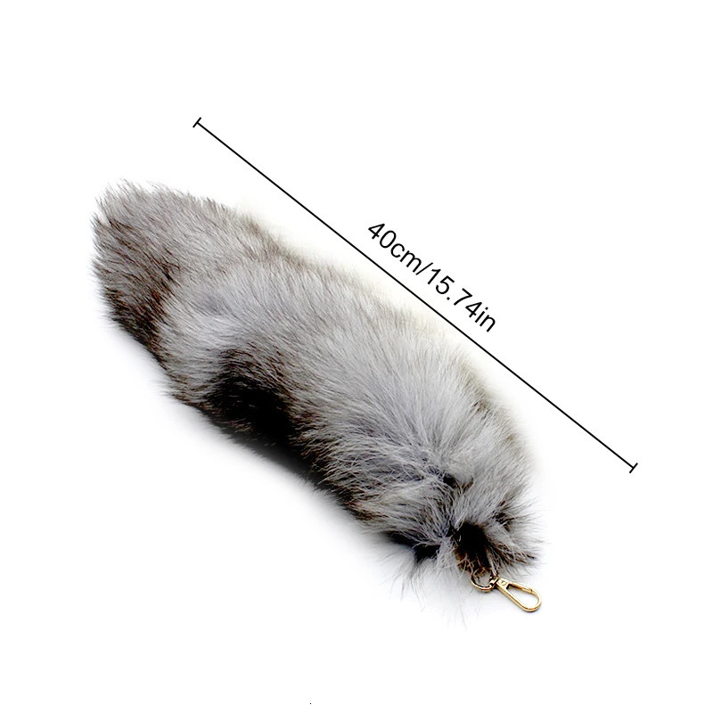 40cm large fox tail keychain womens tassel bag pendant keychain ring fluffy real fur keychain holder charm bag gift 241107