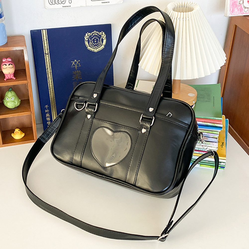 Japanese Preppy Style Shoulder Bag Women PU Anime Uniform Bag Girls Cosplay Satchels Transparent Heart School Crossbody Bag 2024